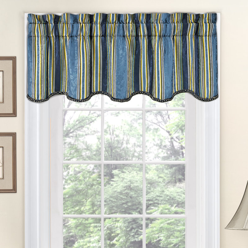 Traditions by Waverly Stripe Ensemble Scalloped 52" Curtain Valance